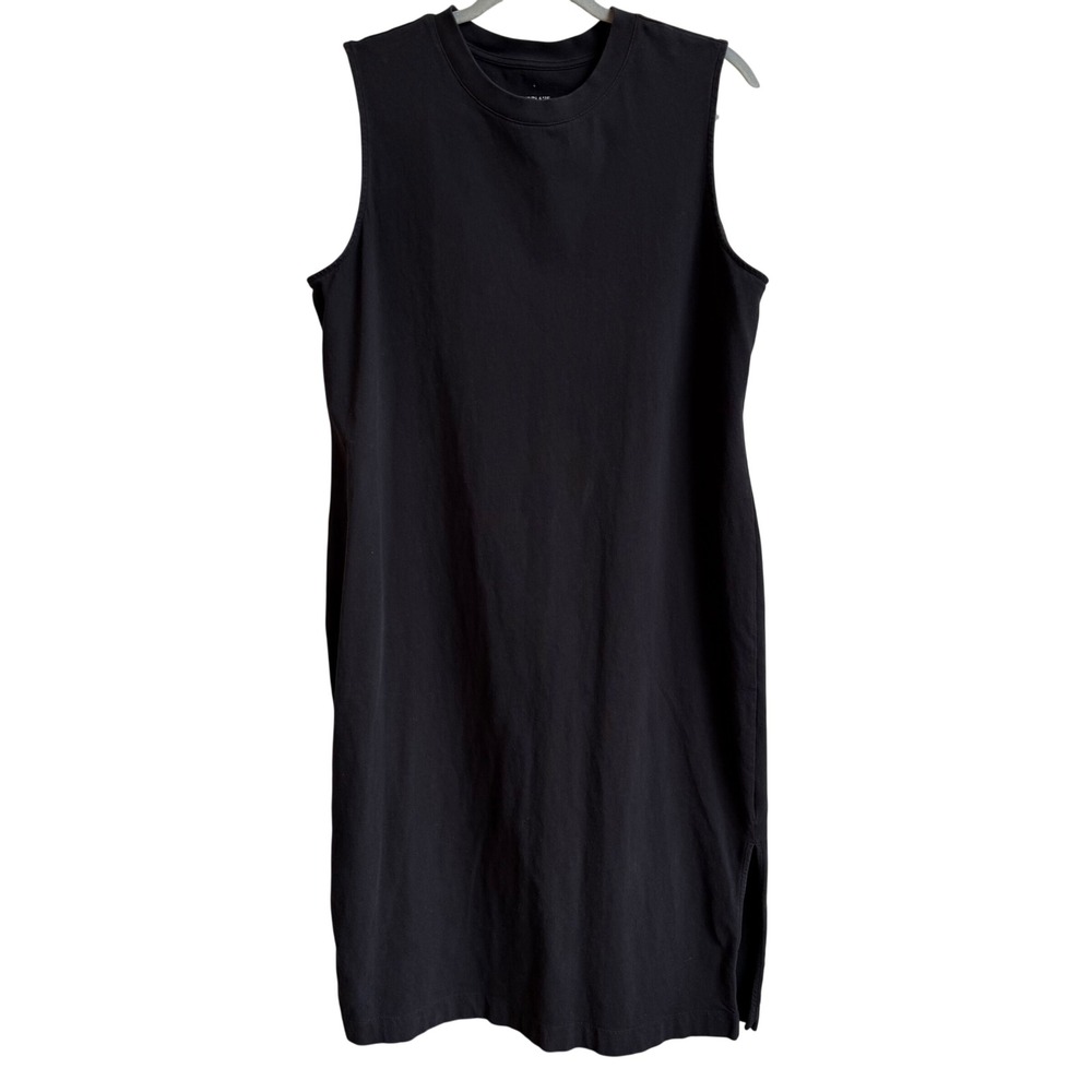 Everlane The Weekend Tank Dress Size L Black 100% Organic Cotton Midi Sleeveless